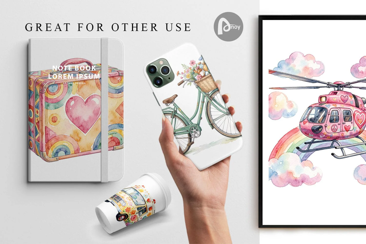 Digital Paper Watercolor 70s Retro Medical Scenes - Image 3