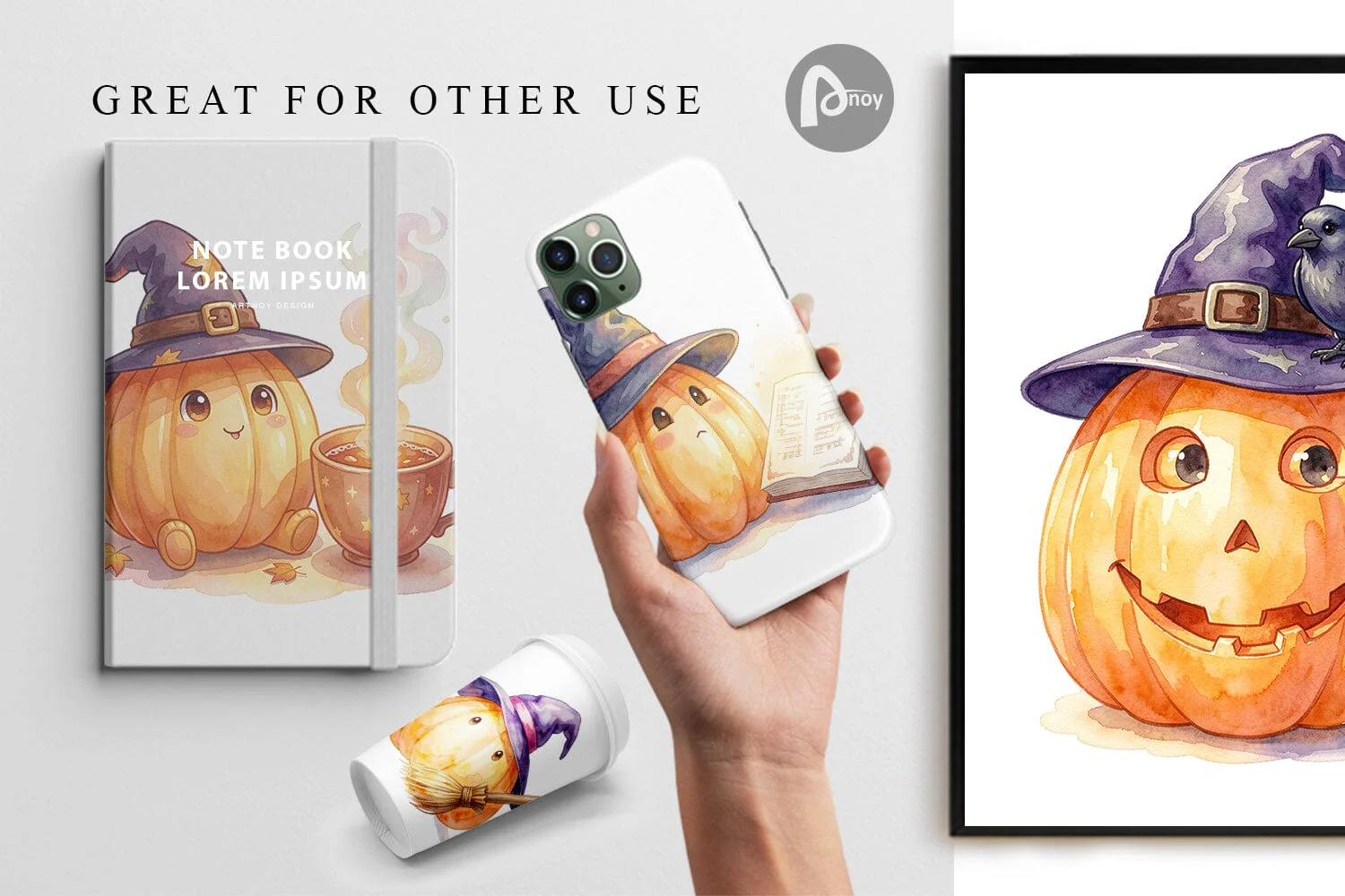 Digital Paper Watercolor Cozy Autumn Spellcraft Witch - Image 3