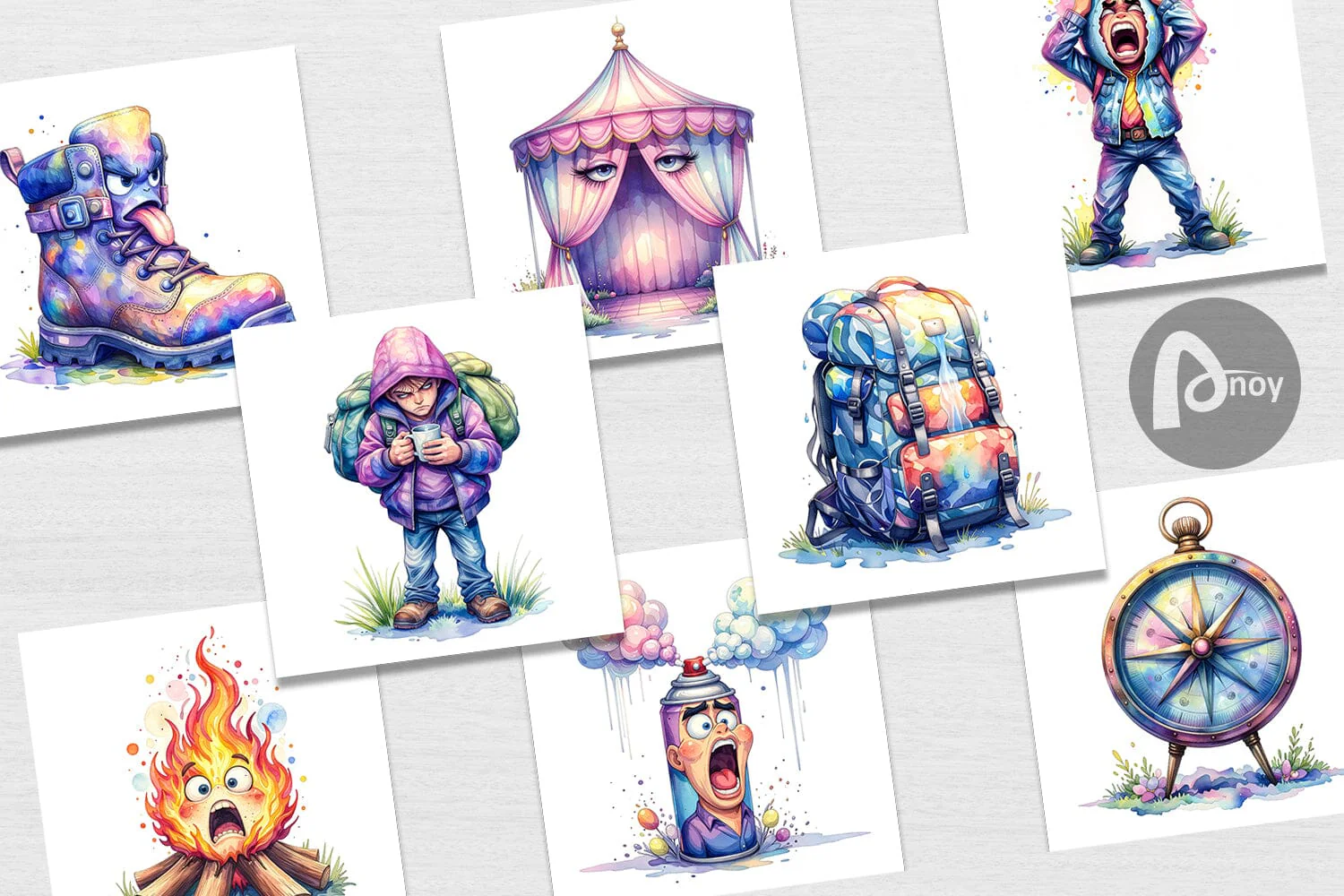 Digital Paper Watercolor Funny Sarcastic Camping Gear - Image 2