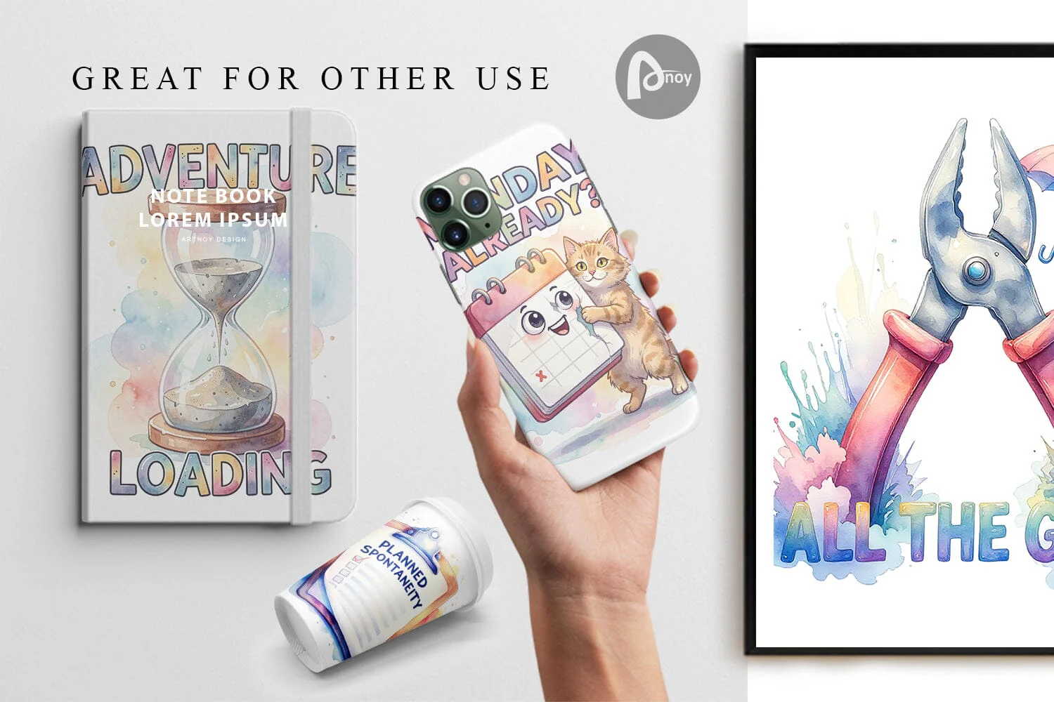 Digital Paper Watercolor Funny Sarcastic Gear Quotes - Image 3