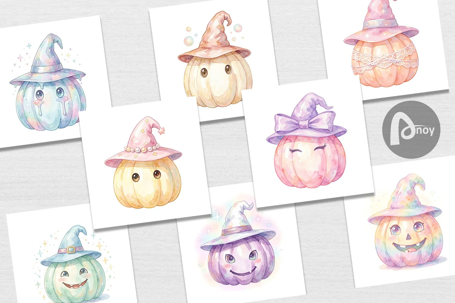 Digital Paper Watercolor Pastel Fairytale Witch Hat - Image 2