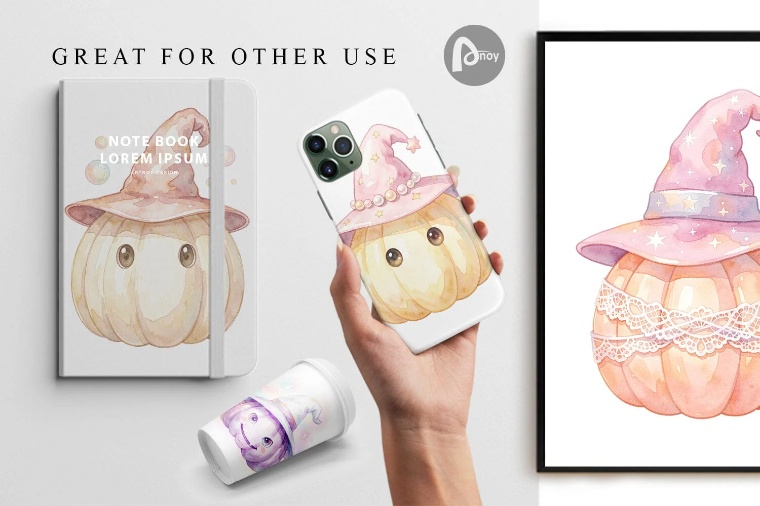 Digital Paper Watercolor Pastel Fairytale Witch Hat - Image 3