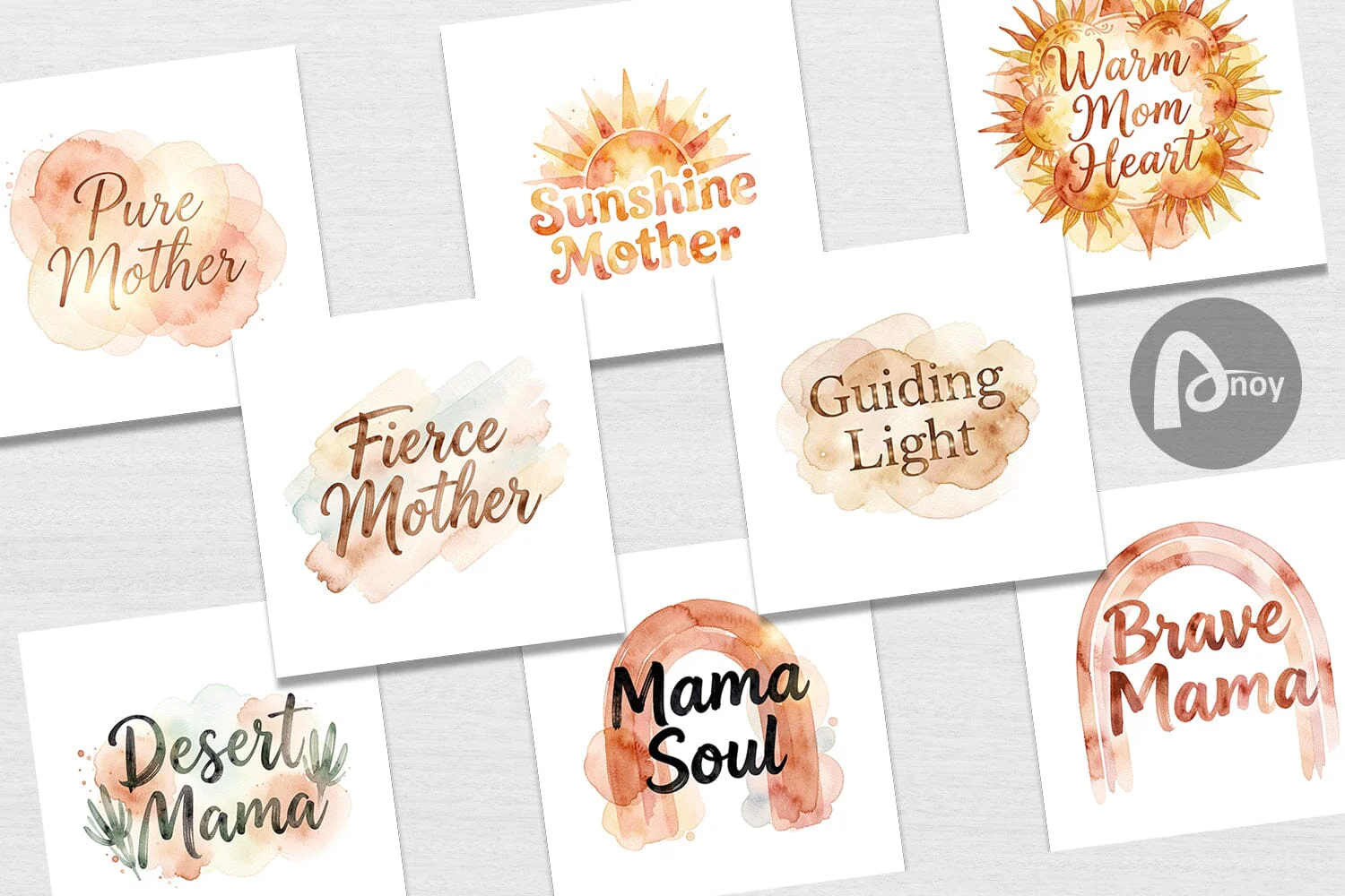 Digital Paper Watercolor Terracotta Boho Abstract Mom Quotes - Image 2