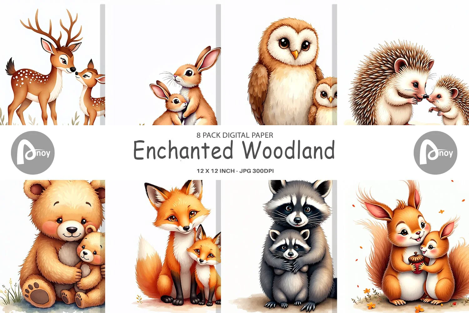 Digital Paper Woodland Babies