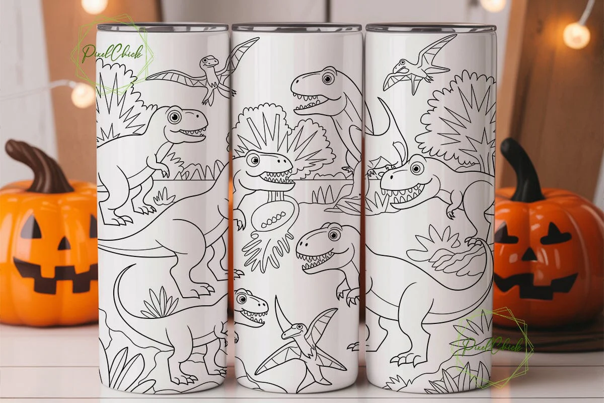Dinosaur Tumbler Wrap Design - Image 2