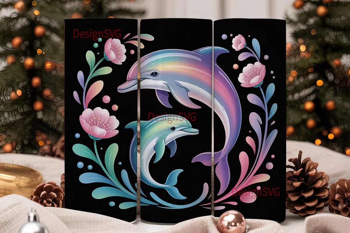 Dreamy Dolphins Tumbler Wrap - Image 2