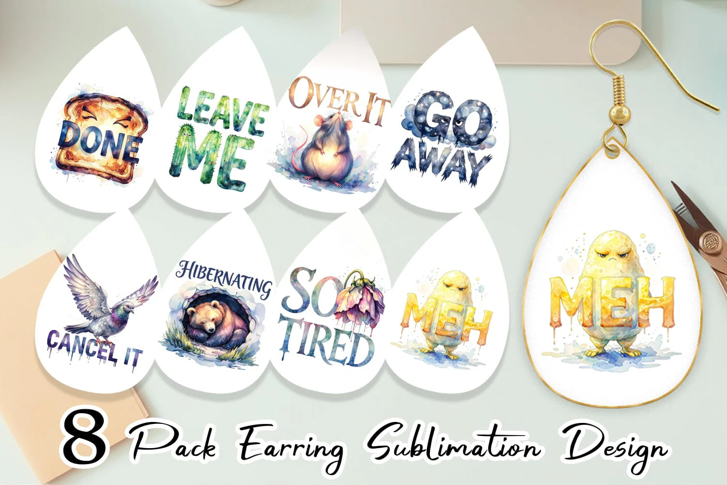 Earring Grumpy Sleepy Affirmations