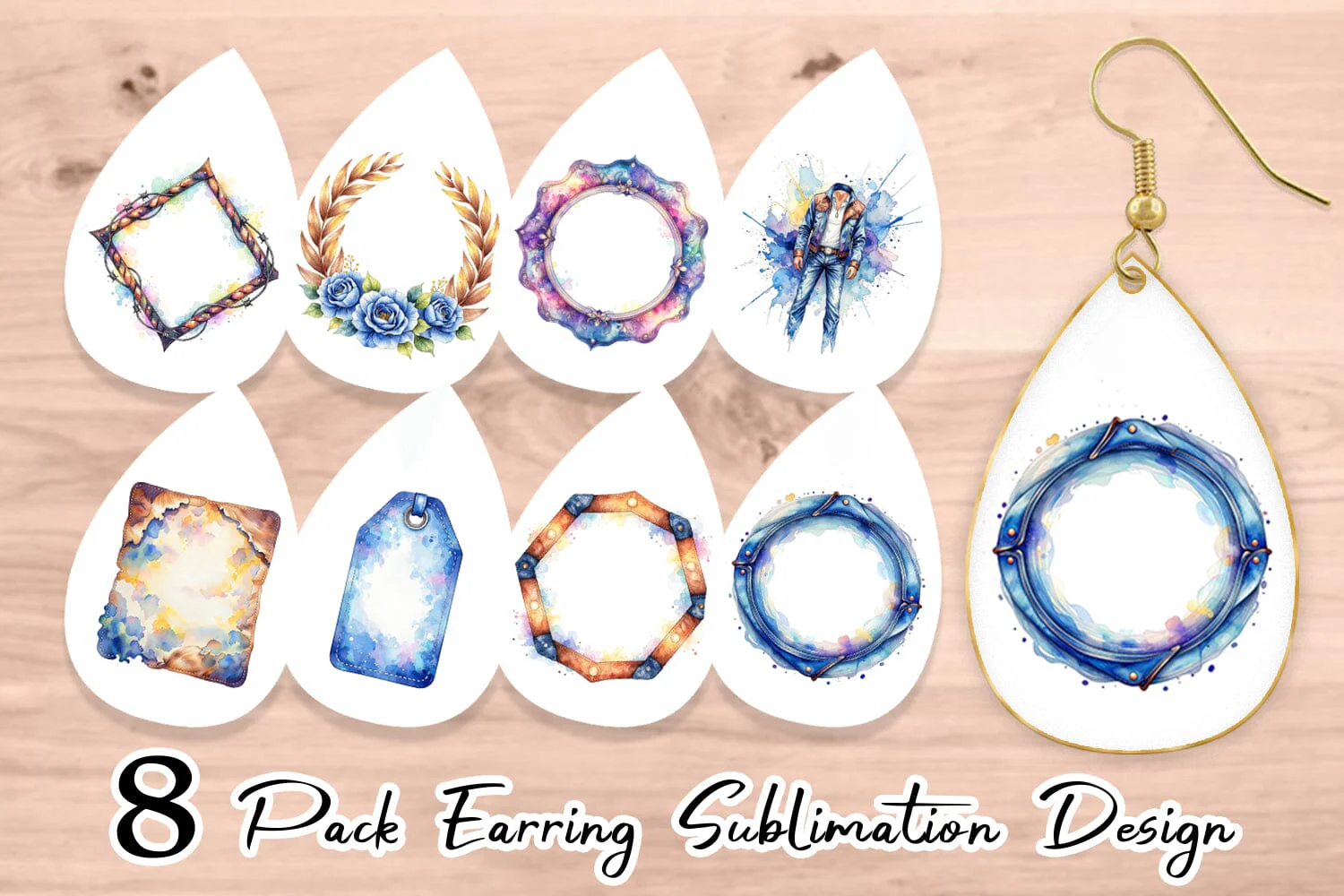 Earring Watercolor Western Frame