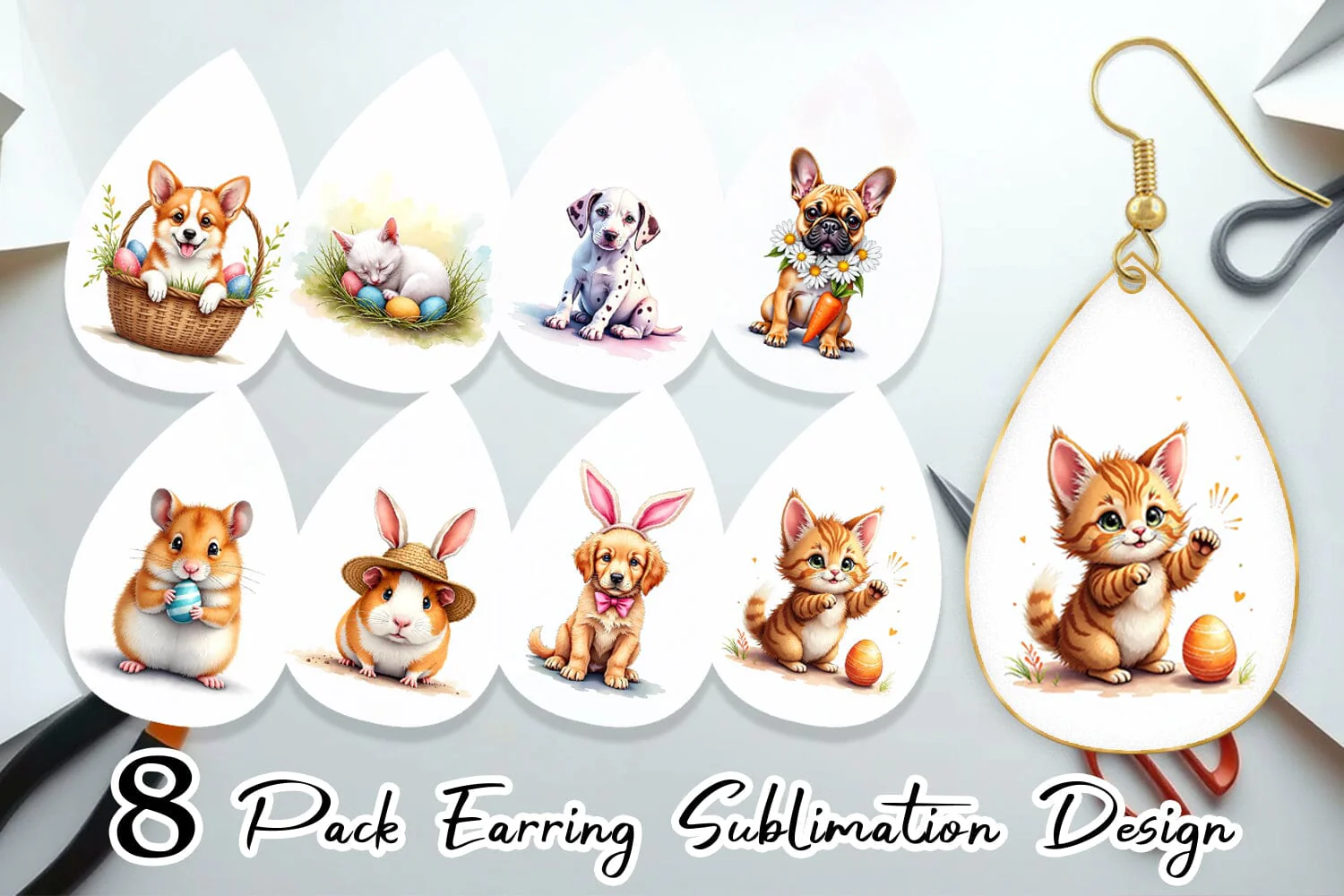 Earring Whimsical Easter Pets