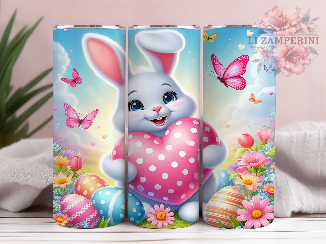 Easter Bunny Heart Tumbler, Stainless Steel Tumbler, Easter Bunny Wrap, Stylish 20oz Wrap, Sublimation Design, Trendy Gift Idea, Inspirational Easter Tumbler