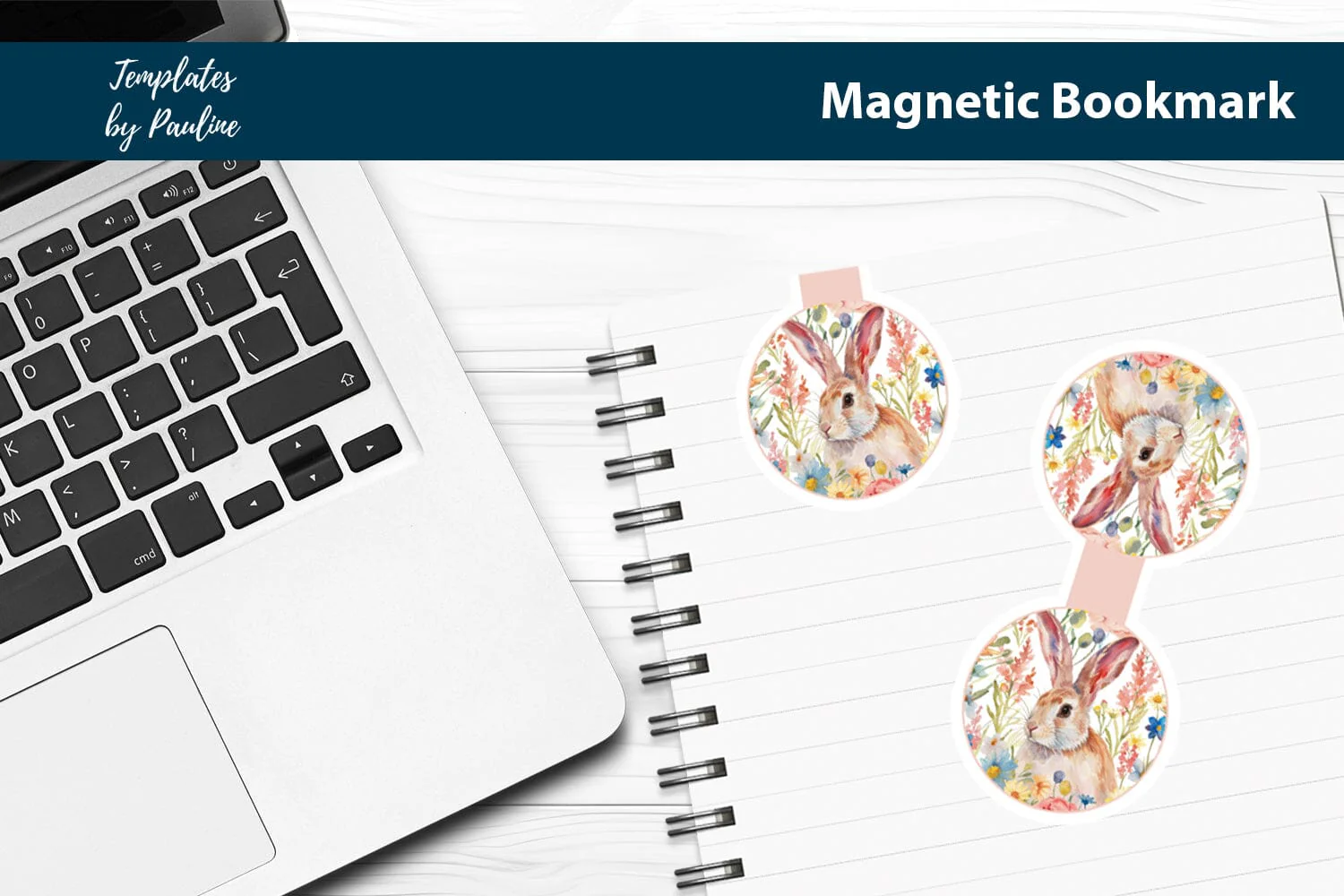 Easter Bunny Printable Round Magnetic Bookmark - Image 3