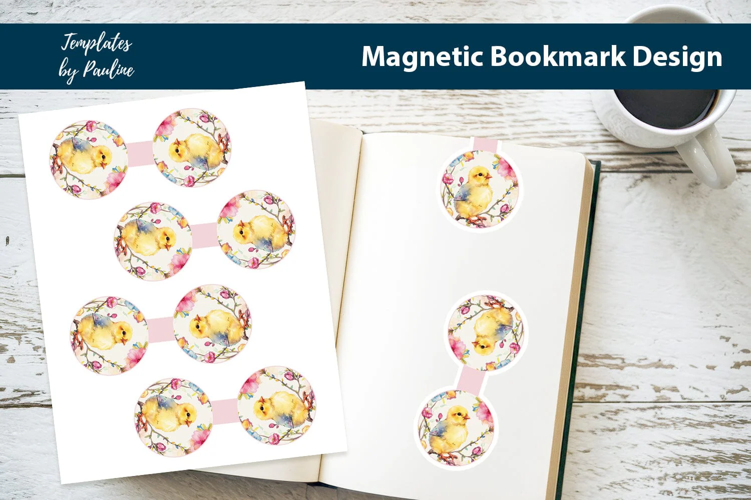 Easter Chick Printable Round Magnetic Bookmark