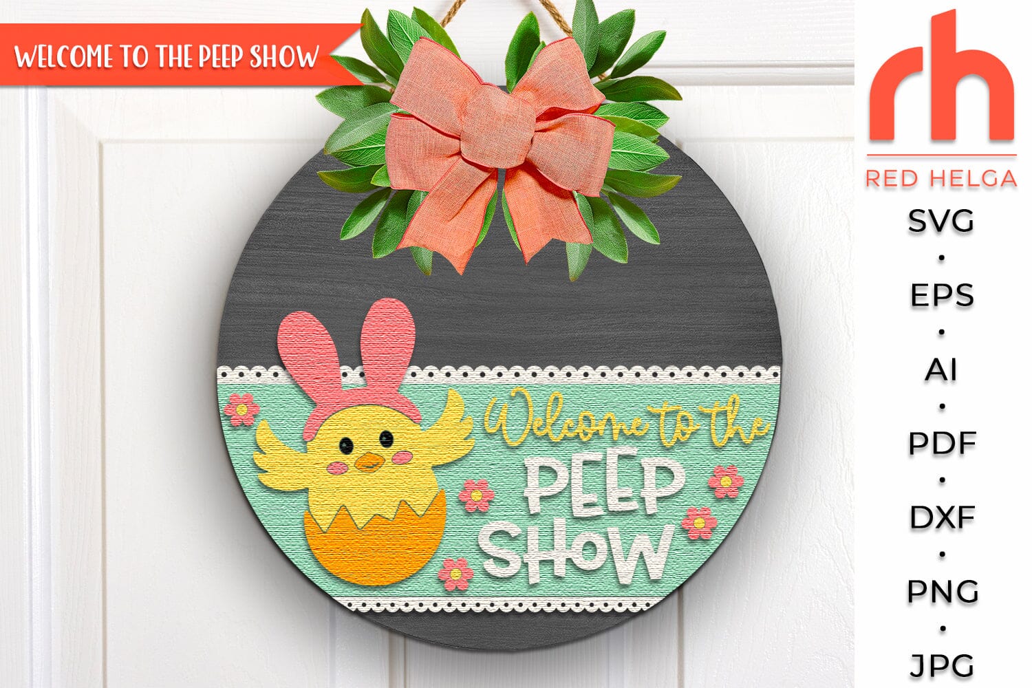 Easter Chicks Door Sign SVG, Layered Spring Hanger Cut File - Image 2
