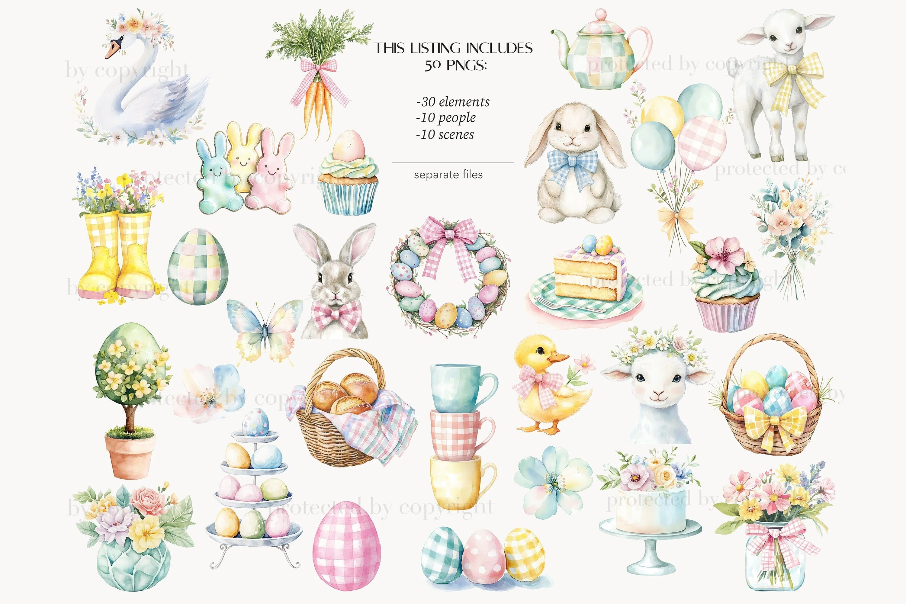Easter Clipart | Pastel Easter Clip Art | Spring Cottage - Image 3