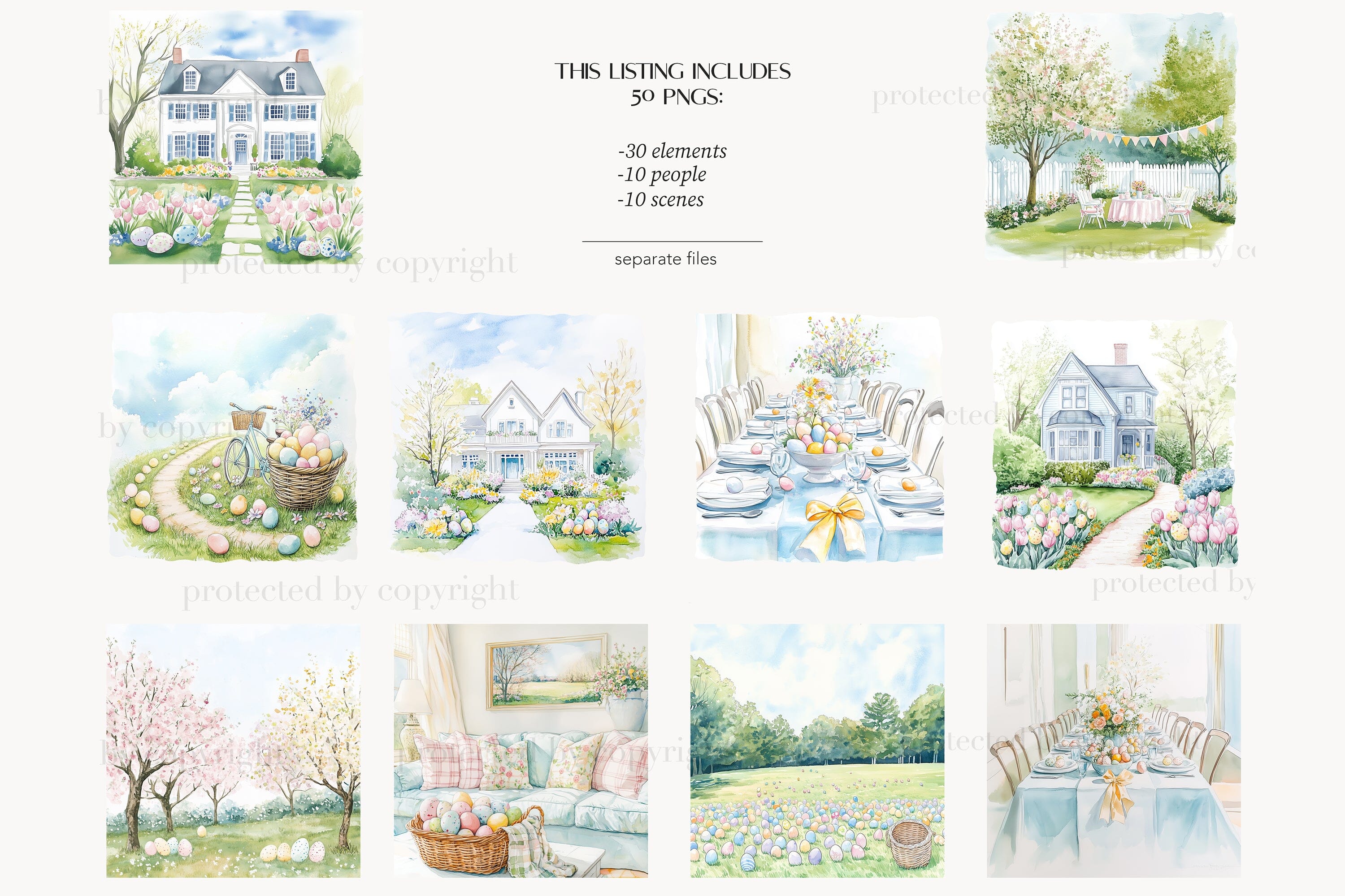 Easter Clipart | Pastel Easter Clip Art | Spring Cottage - Image 5