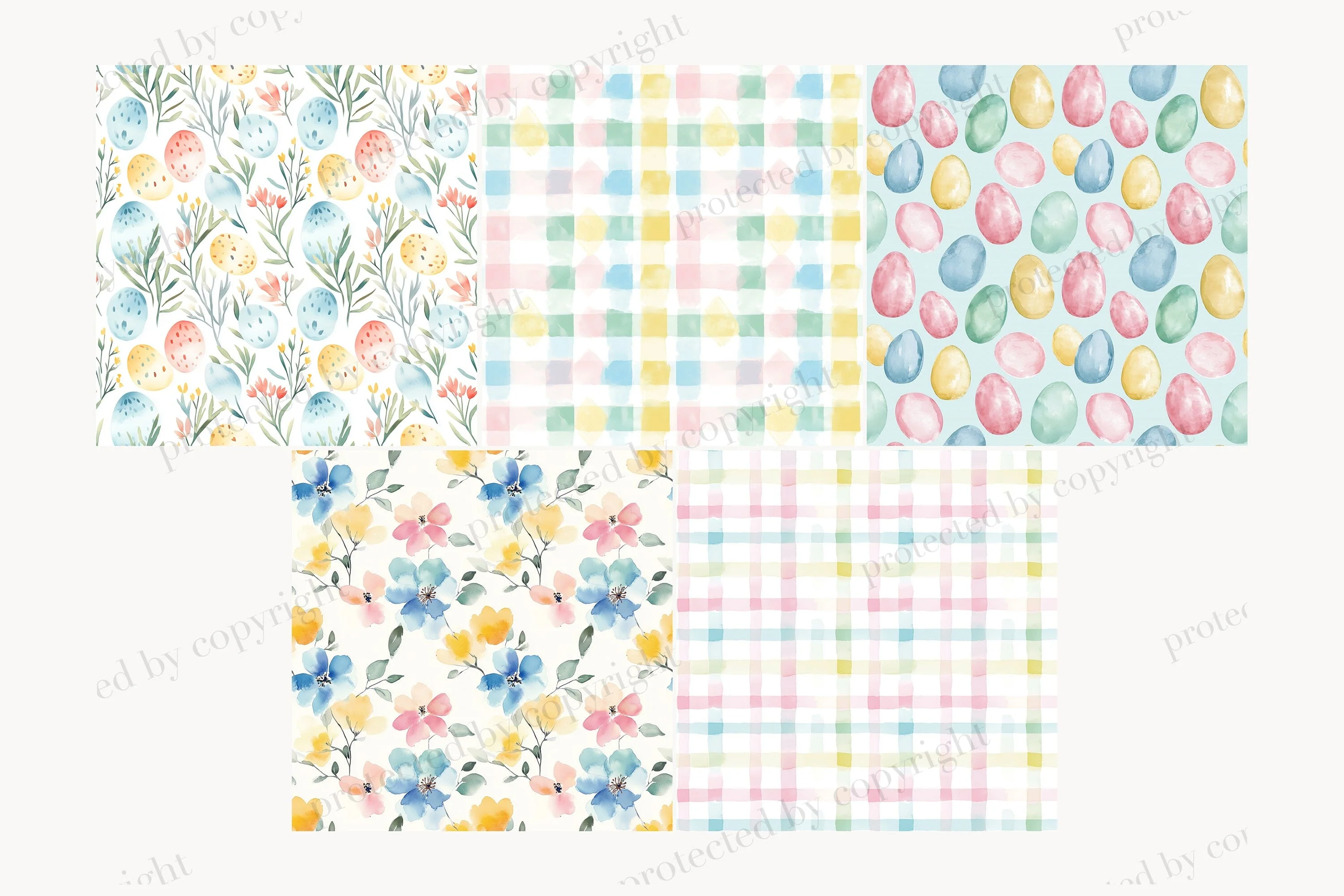 Easter Digital Paper | Pastel Easter Egg Seamless Patterns - Image 3