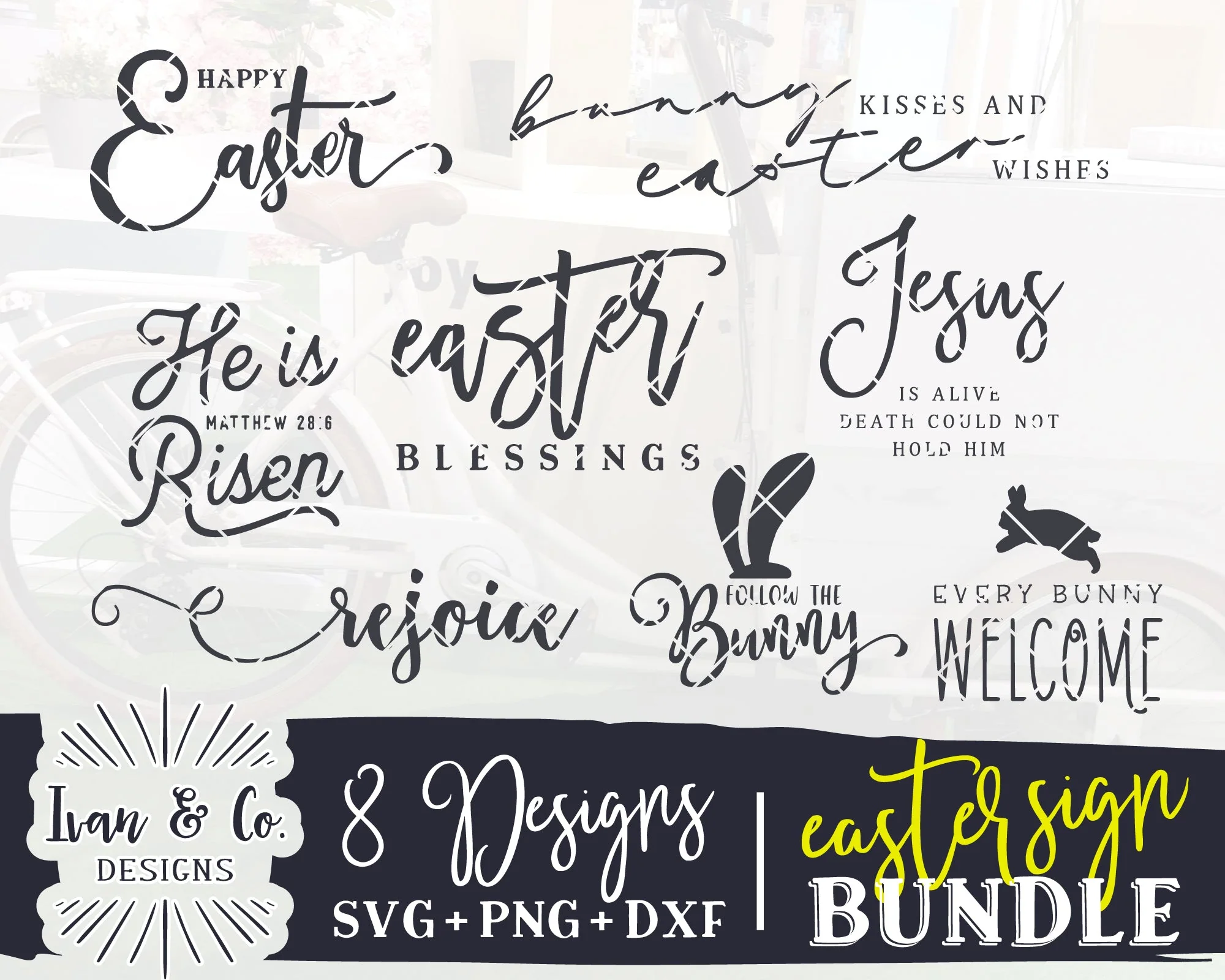 8 Easter Signs SVG Bundle | Farmhouse Sign Svg | Easter Svg | Commercial Use | Digital Cut Files | DXF PNG (2022b0202) - Image 2