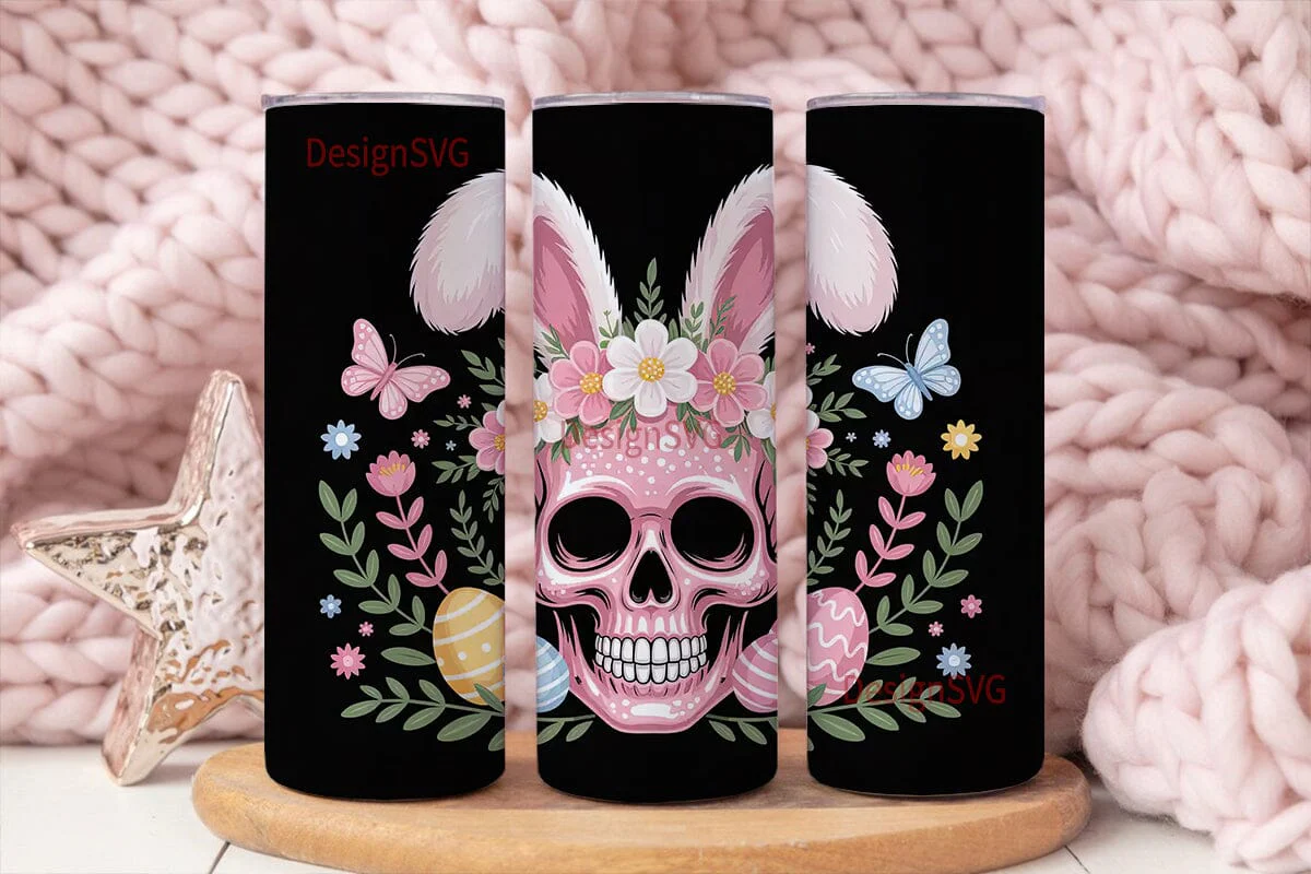 Easter Skull Bunny 20oz Tumbler Wrap
