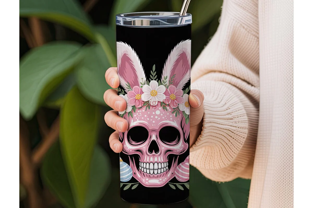 Easter Skull Bunny 20oz Tumbler Wrap - Image 3