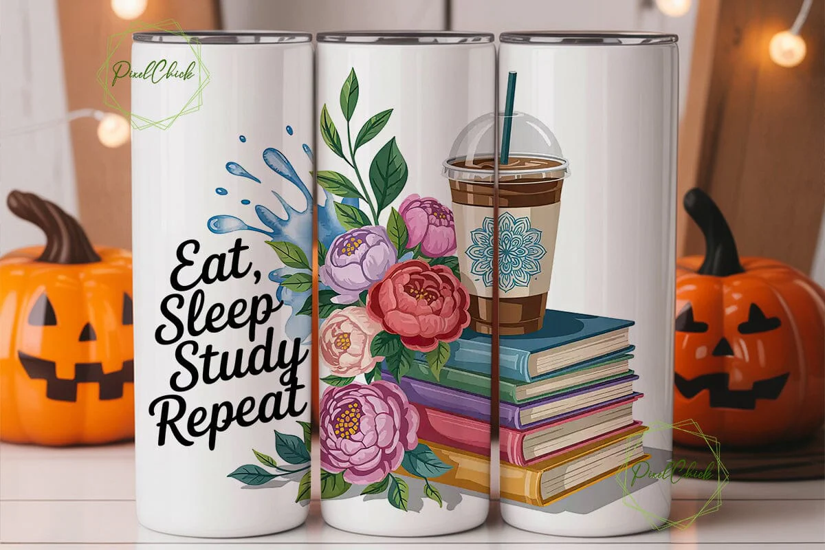 Eat Sleep Study Repeat 20oz Tumbler Wrap - Image 2