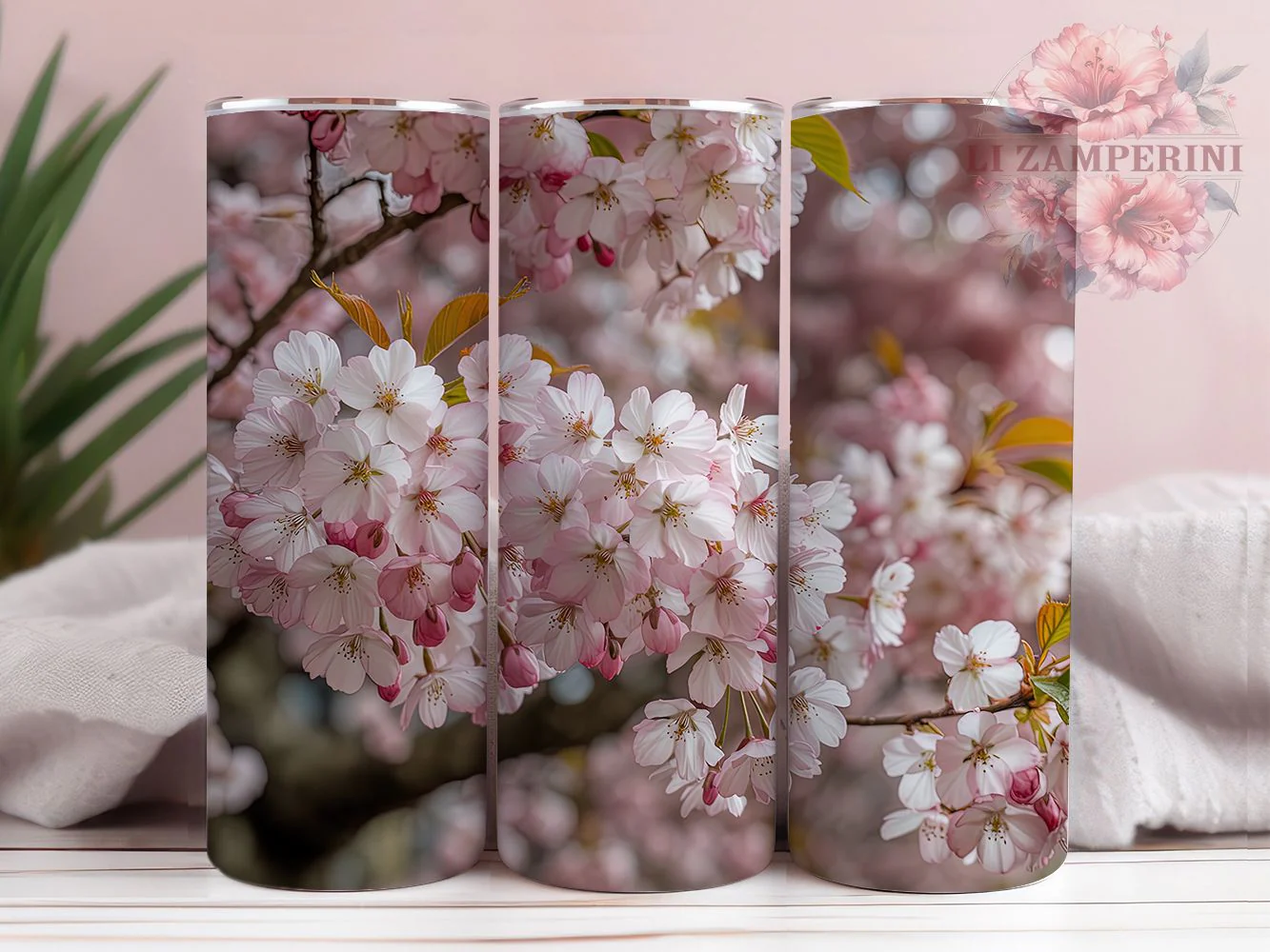 Elegant Cherry Blossom Floral Tumbler, Floral Tumbler, Whimsical Blossom Wrap, Elegant Flower Wrap, Vibrant Blossom Wrap, Sublimation Design, Trendy Gift Idea