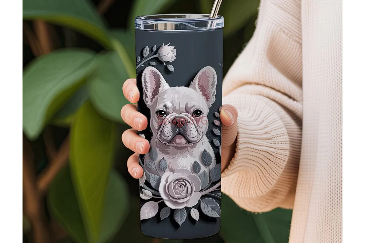 Elegant French Bulldog 20oz Tumbler Wrap - Image 3
