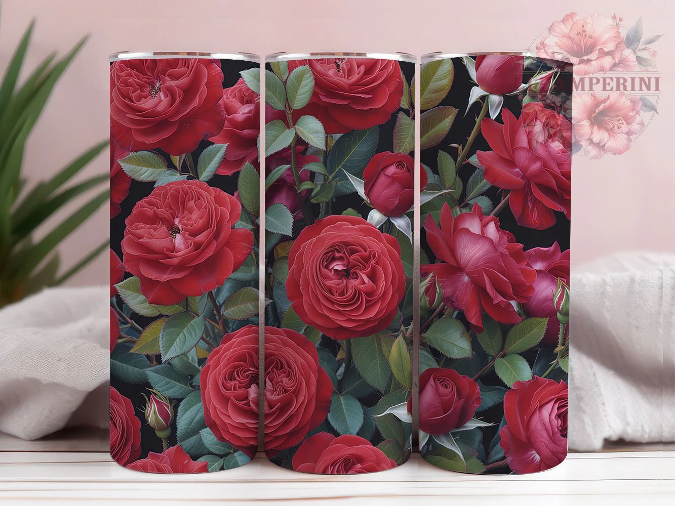 Elegant Seamless Red Rose Tumbler, Seamless Floral Tumbler, Elegant Rose Wrap, Whimsical Floral Wrap, Artistic Rose Wrap, Sublimation Design, Trendy Gift Idea