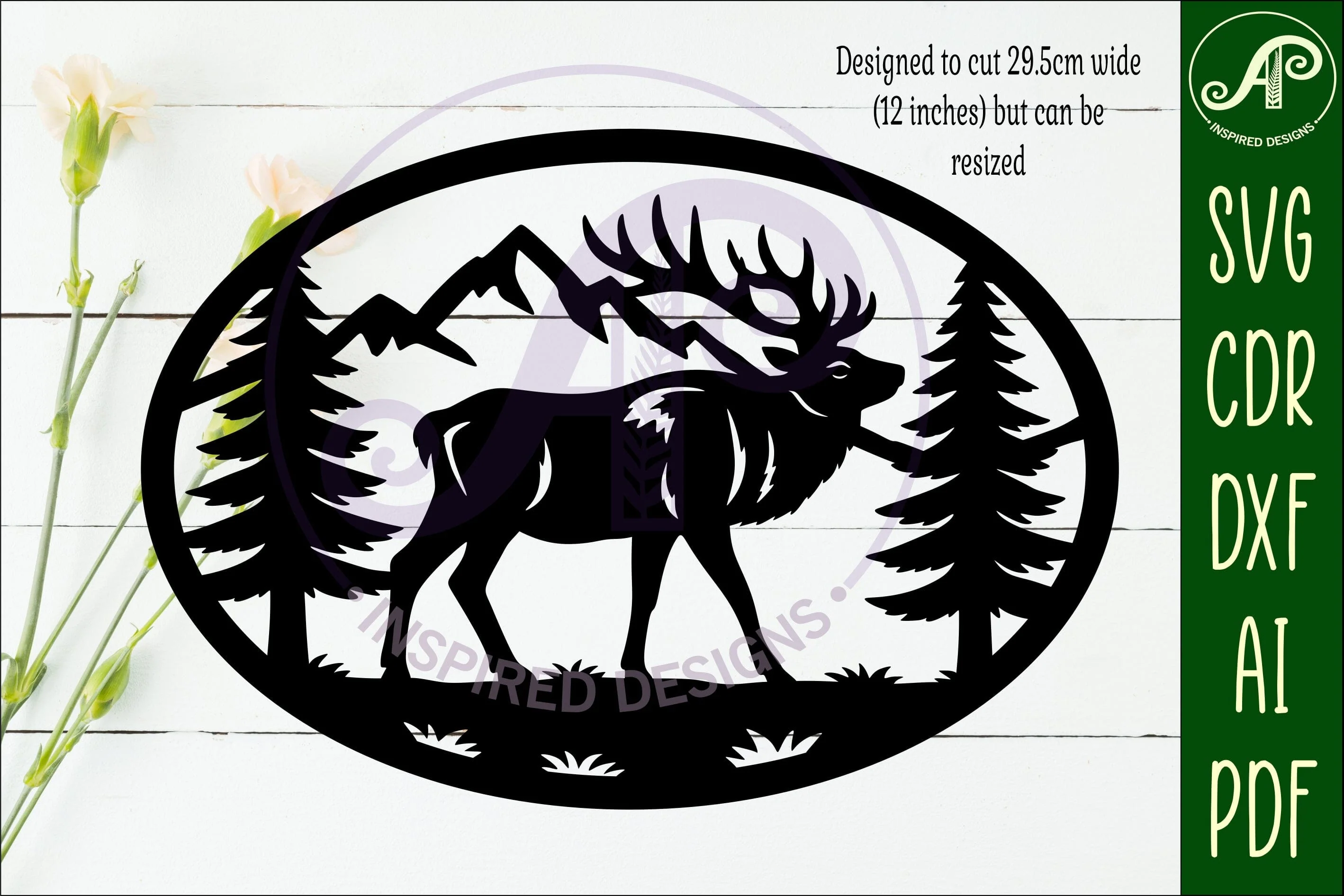 Elk scene wall art sign, SVG file - Image 3