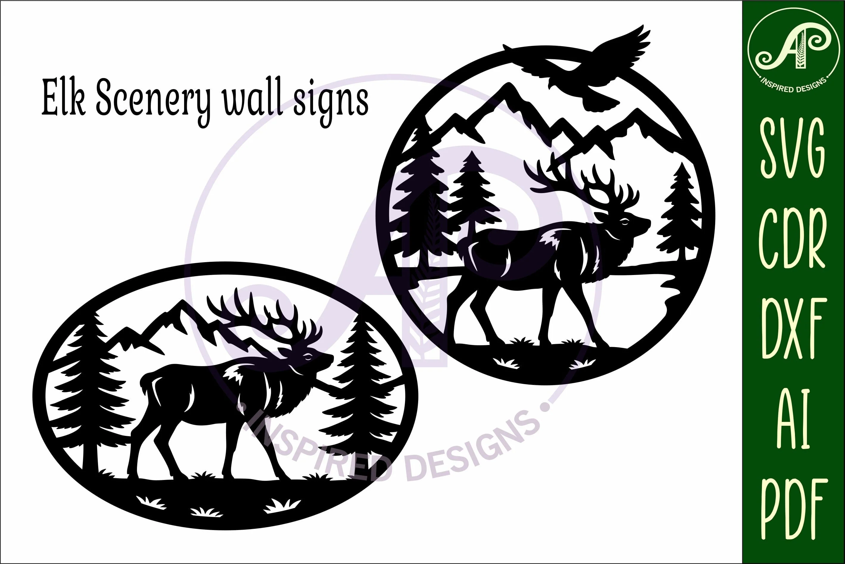 Elk scene wall art sign, SVG file - Image 5