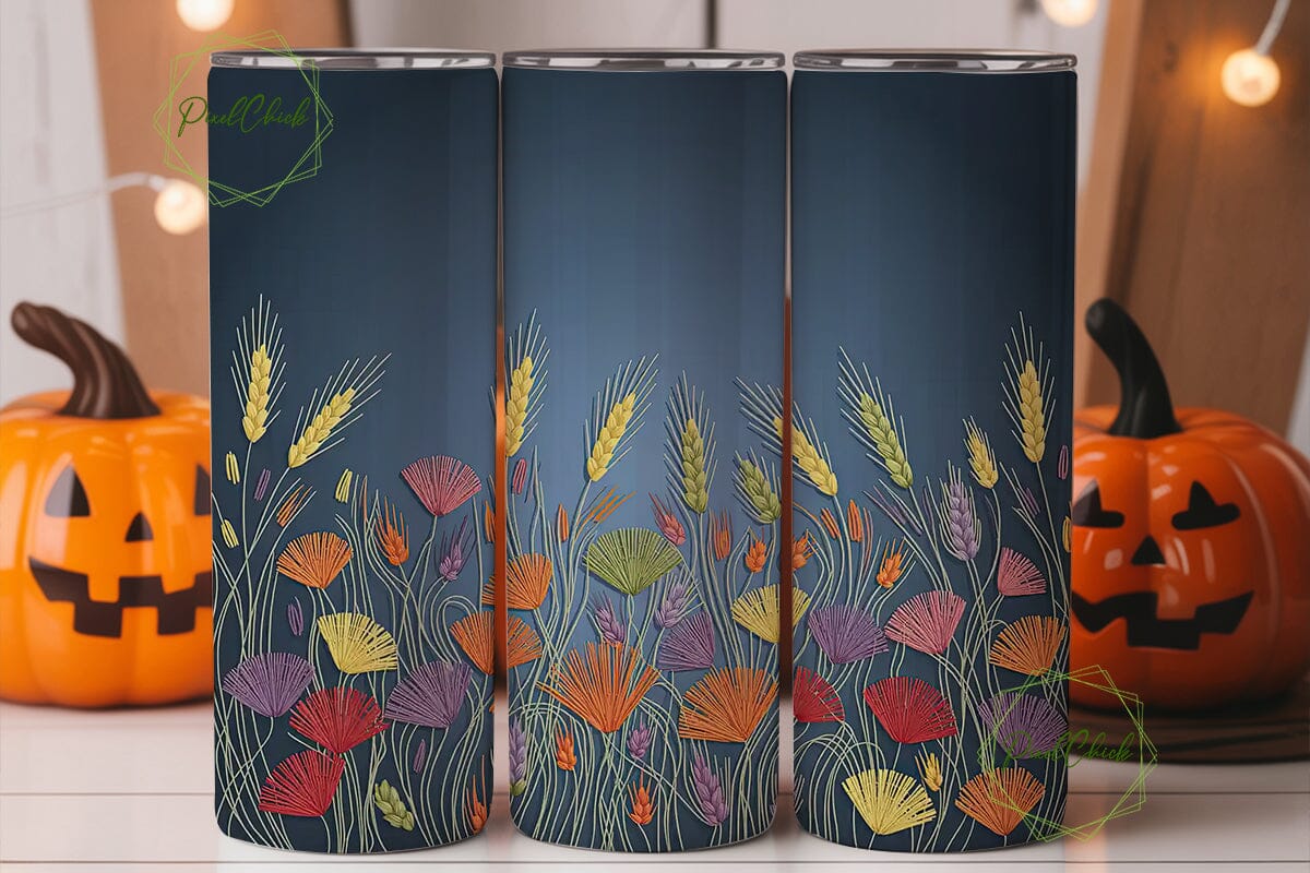 Embroidered Fall Floral 20oz Tumbler - Image 2