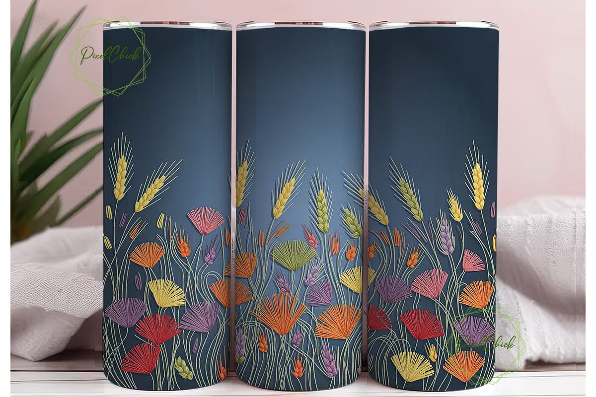 Embroidered Fall Floral 20oz Tumbler - Image 3