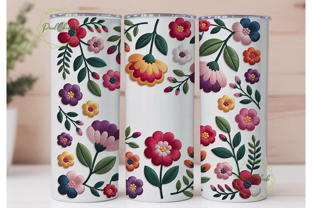 Embroidered Floral 20oz Tumbler Wrap - Image 2