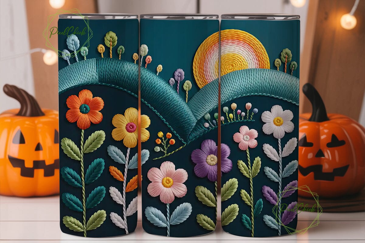 Embroidered Floral Hills 20oz Tumbler - Image 2