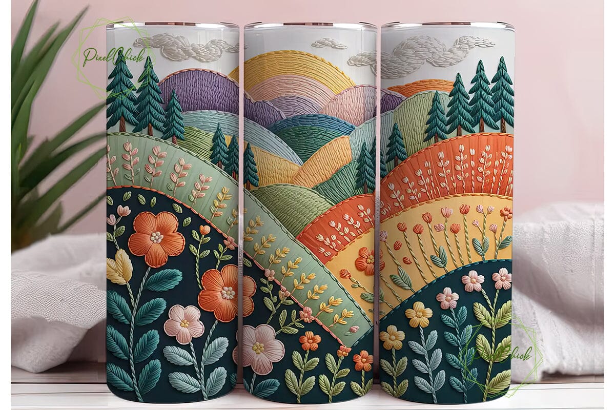 Embroidered Landscape 20oz Tumbler Wrap - Image 3