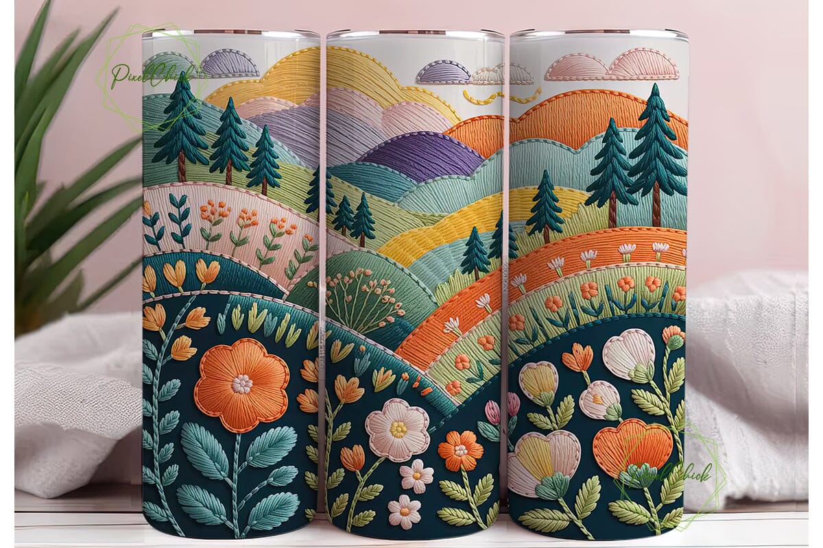 Embroidered Landscape 20oz Tumbler Wrap - Image 3