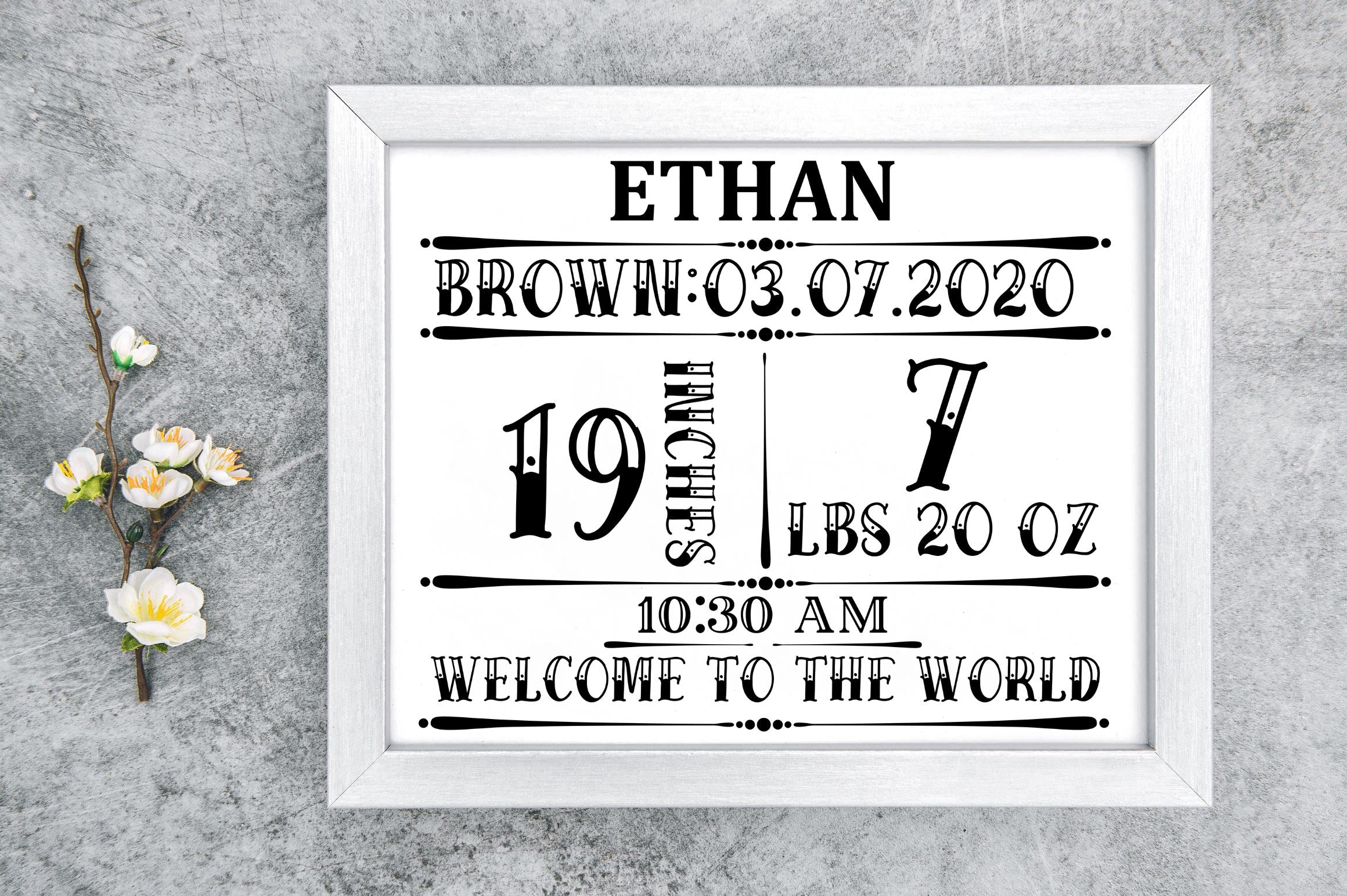 Ethan brown 03 07 2020 19 inches 7 lbs SVG Design - Image 3