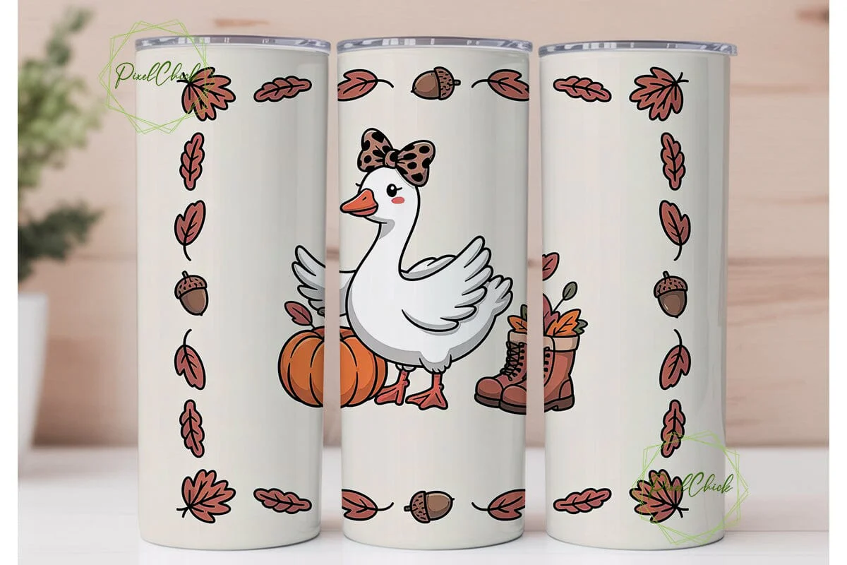 Fall Goose & Pumpkin 20oz Tumbler Wrap - Image 2