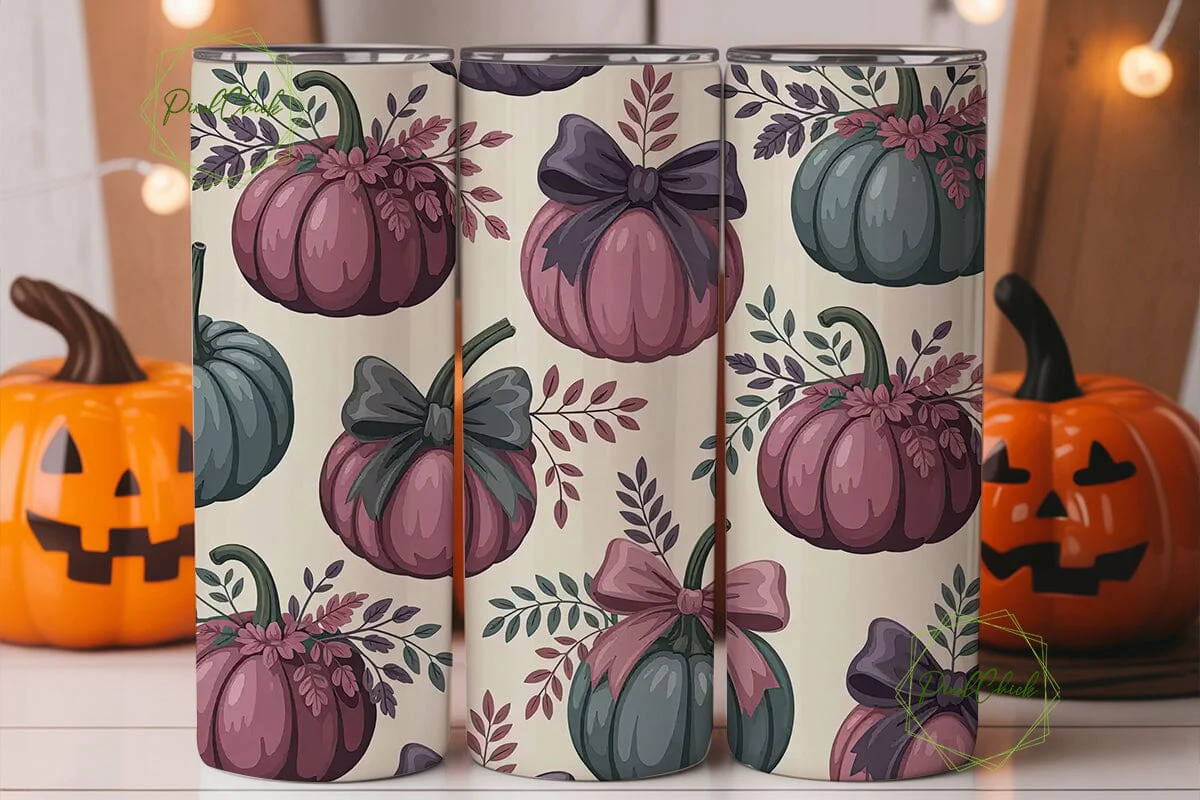Fall Pumpkin Bows 20oz Tumbler Wrap - Image 3