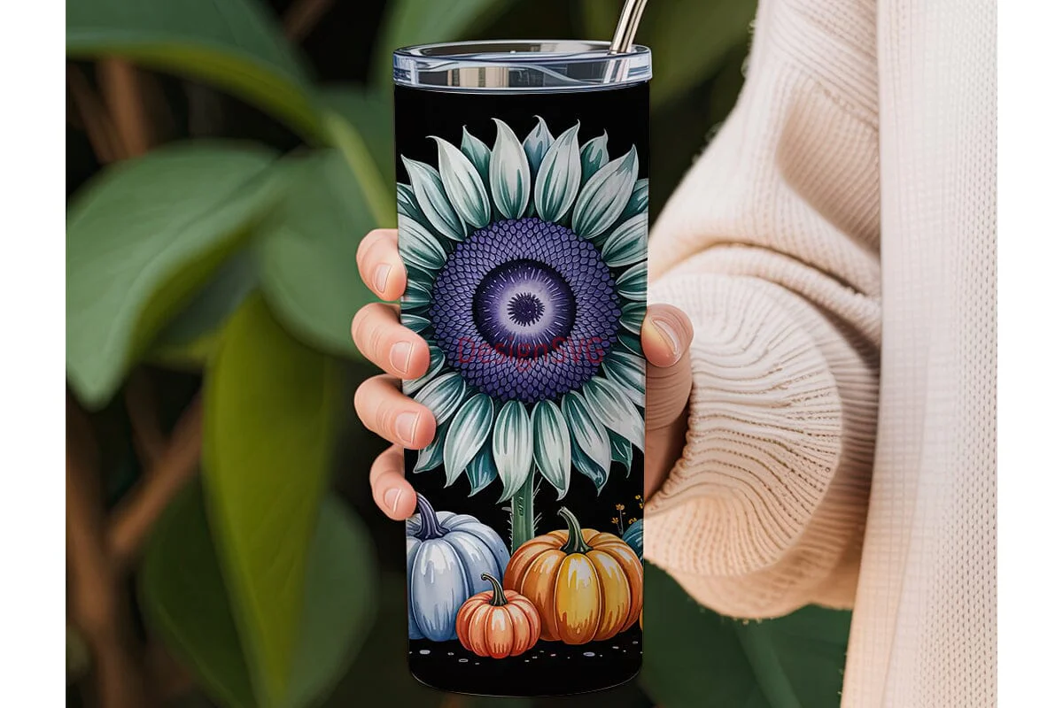 Fall Sunflower Pumpkin 20oz Tumbler Wrap - Image 3