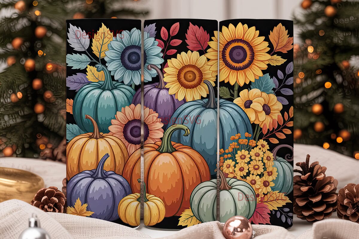Fall Sunflower Pumpkin 20oz Tumbler Wrap - Image 2