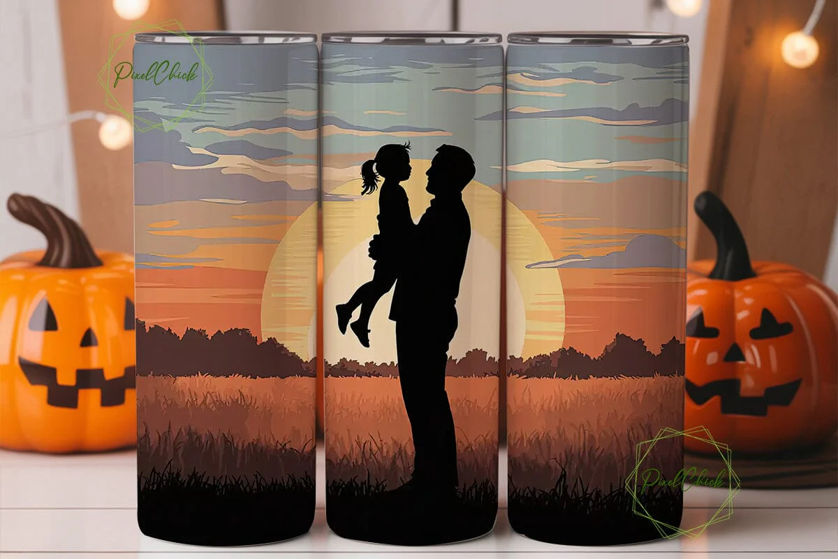 Father Daughter Sunset 20oz Tumbler Wrap - Image 2
