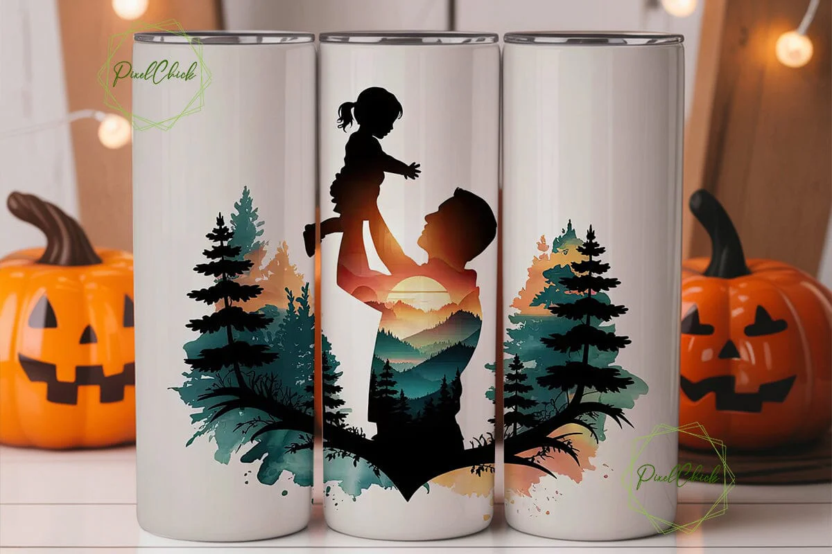 Father Daughter Sunset 20oz Tumbler Wrap - Image 2