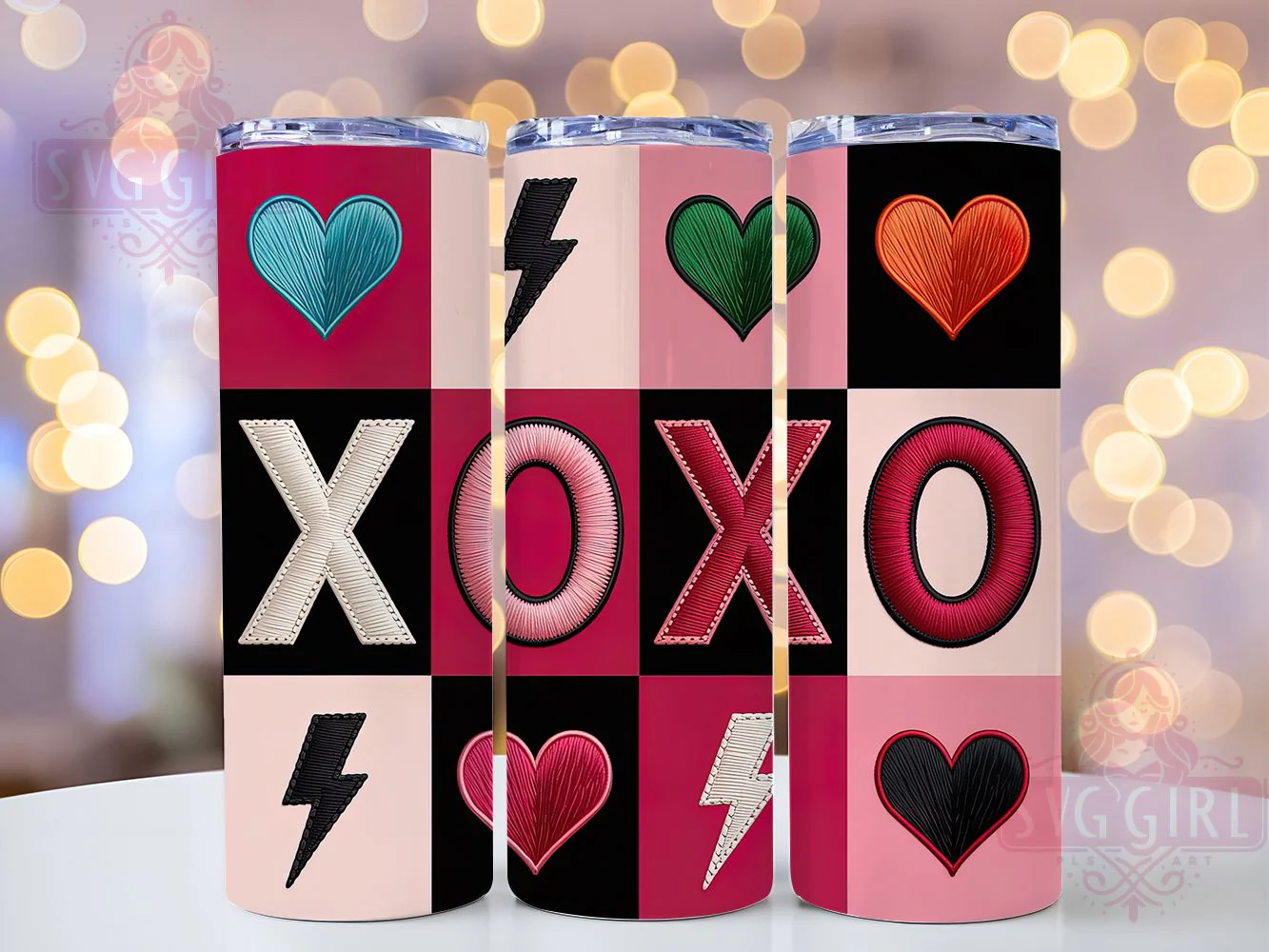 Faux Yarn XOXO Valentine Tumbler Wrap, XOXO Valentine, Love Theme, Cute Design, Handmade Style, Tumbler Wrap, Sublimation Design