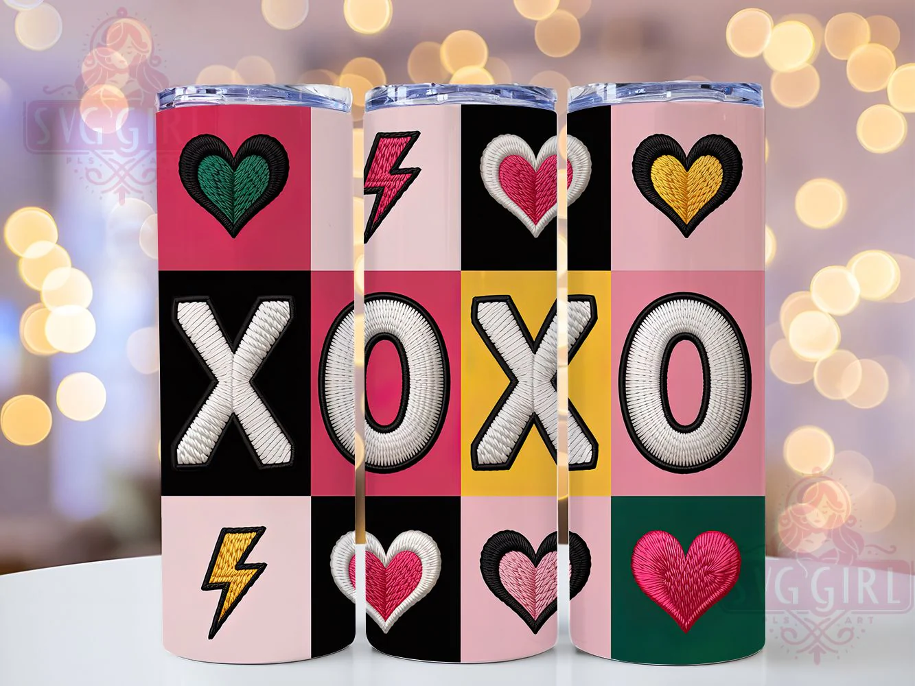 Faux Yarn XOXO Valentine Tumbler Wrap, XOXO Valentine, Love Theme, Cute Design, Handmade Style, Tumbler Wrap, Sublimation Design