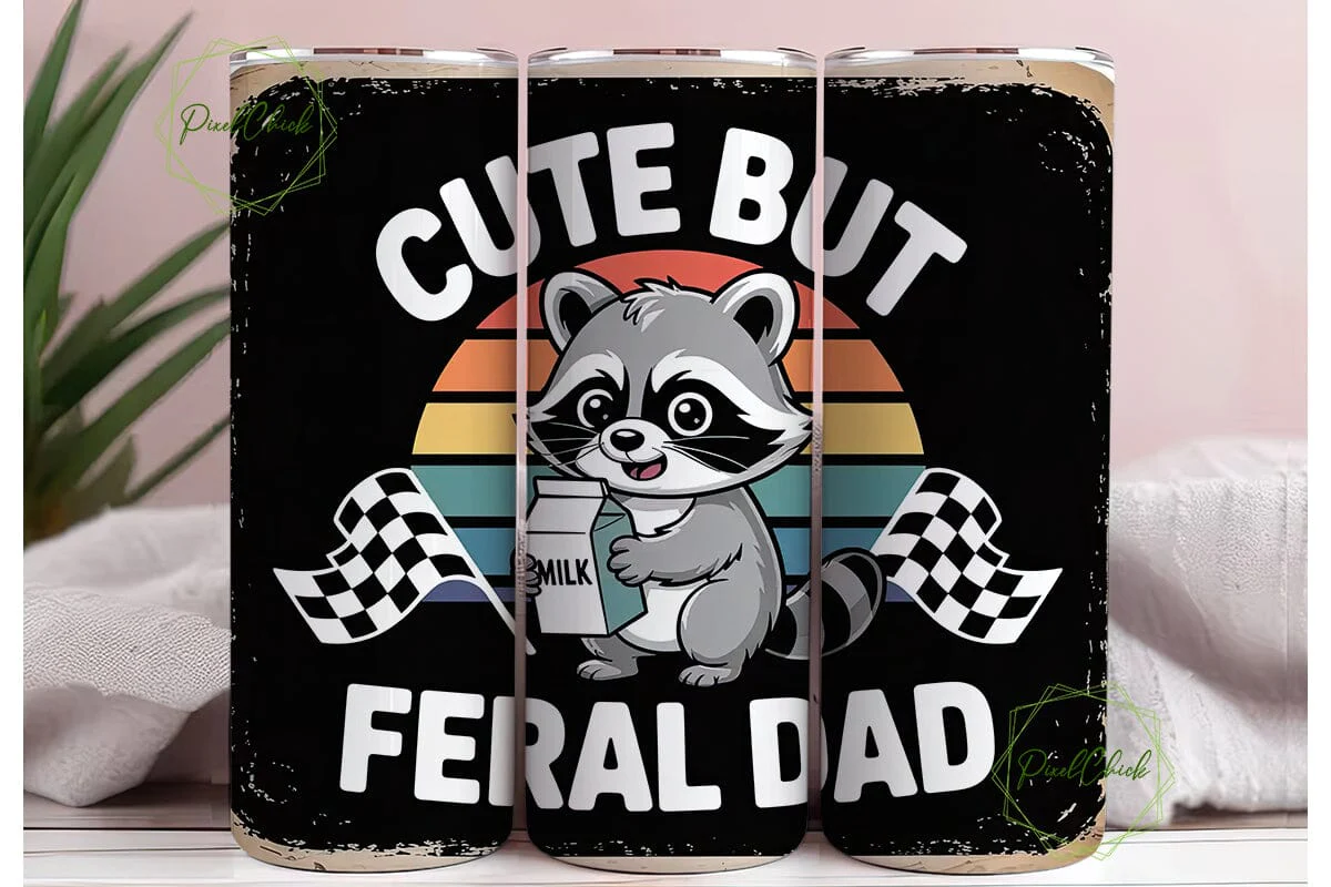 Feral Dad Raccoon 20oz Tumbler Wrap - Image 3