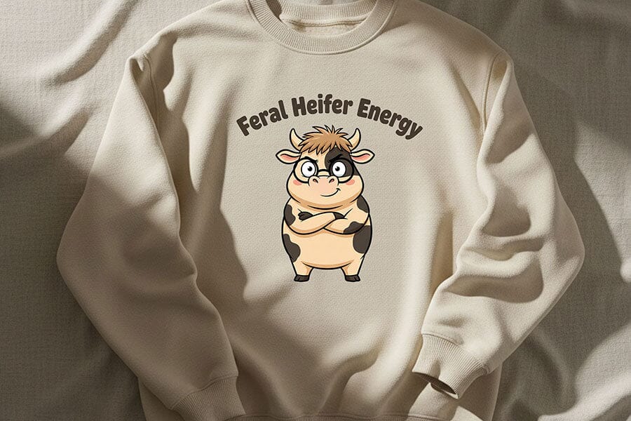 Feral Heifer Energy Png, Funny Cow Png, Sassy Cow Clipart, Cute Farm Animal Png, Sarcastic Cow Design, Sublimation Graphic - Image 4