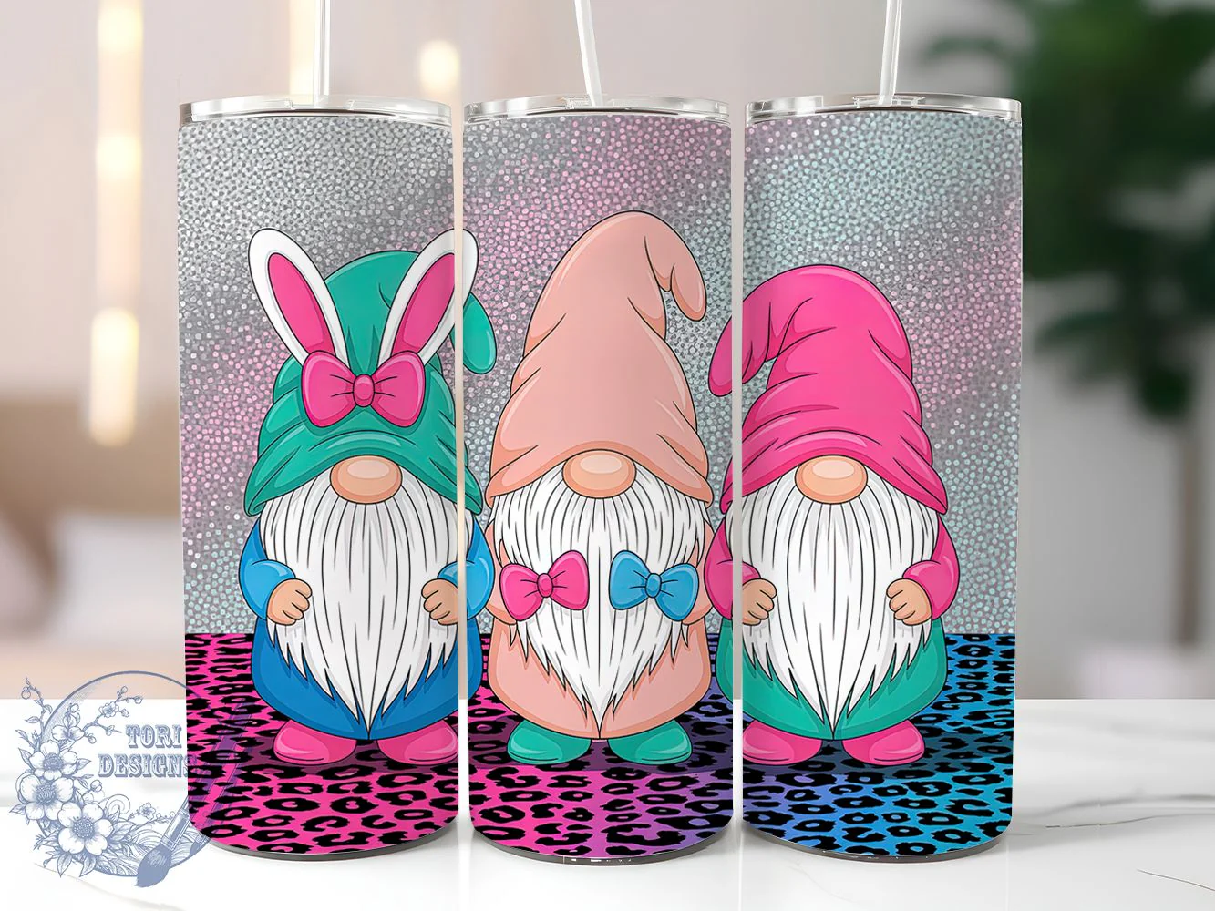 Festive Easter Gnome Bunny Tumbler, Cute Bunny Tumbler, Stylish 20oz Wrap, Sublimation Design, Trendy Gift Idea, Holiday Bunny Wrap, Festive Easter Gnome Tumbler