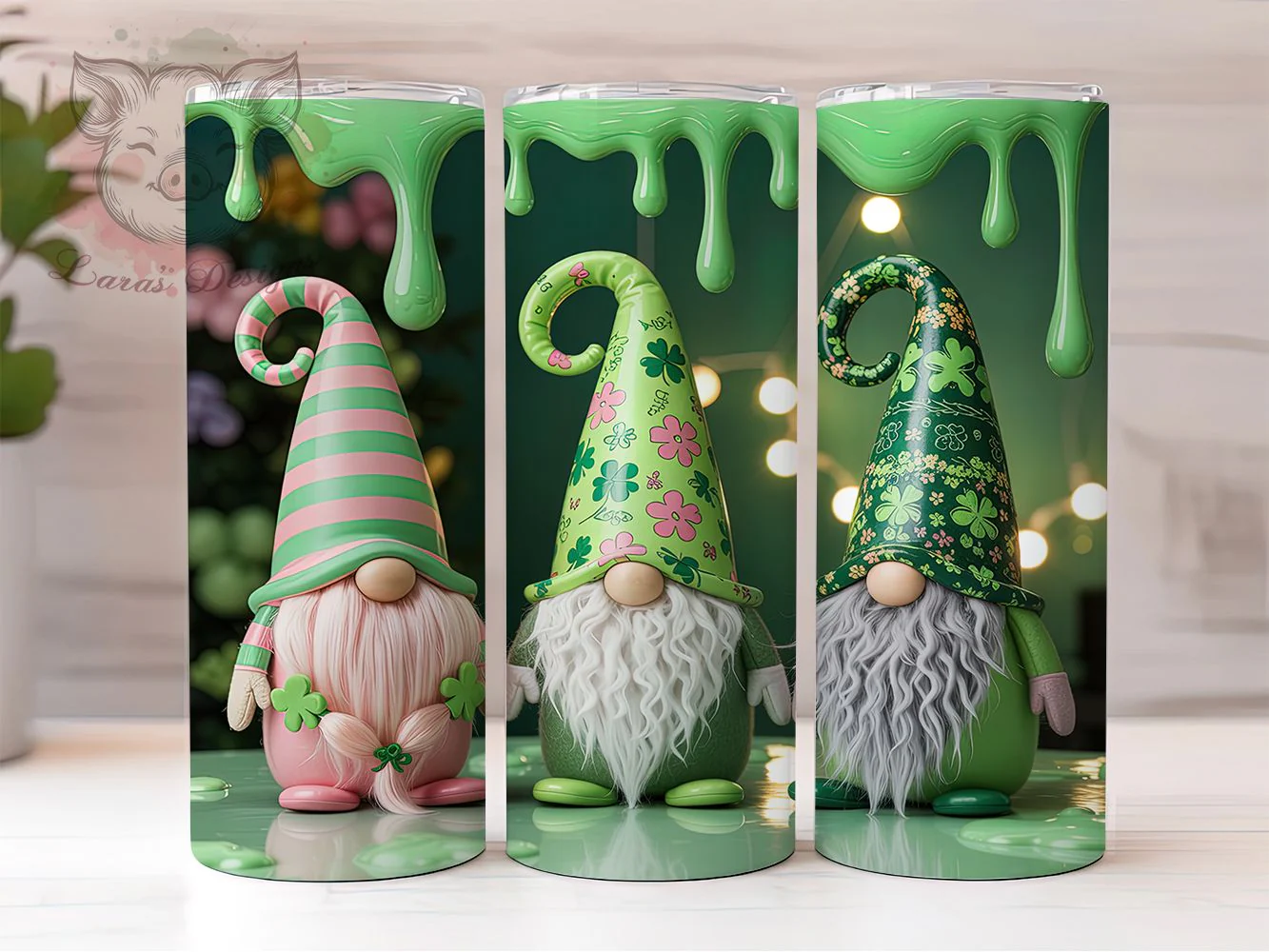 Festive Shamrock Gnome Tumbler, Lucky Gnome Tumbler, Stylish 20oz Wrap, Sublimation Design, Trendy Gift Idea, Shamrock Gnome Wrap, Festive St Patrick’s Tumbler