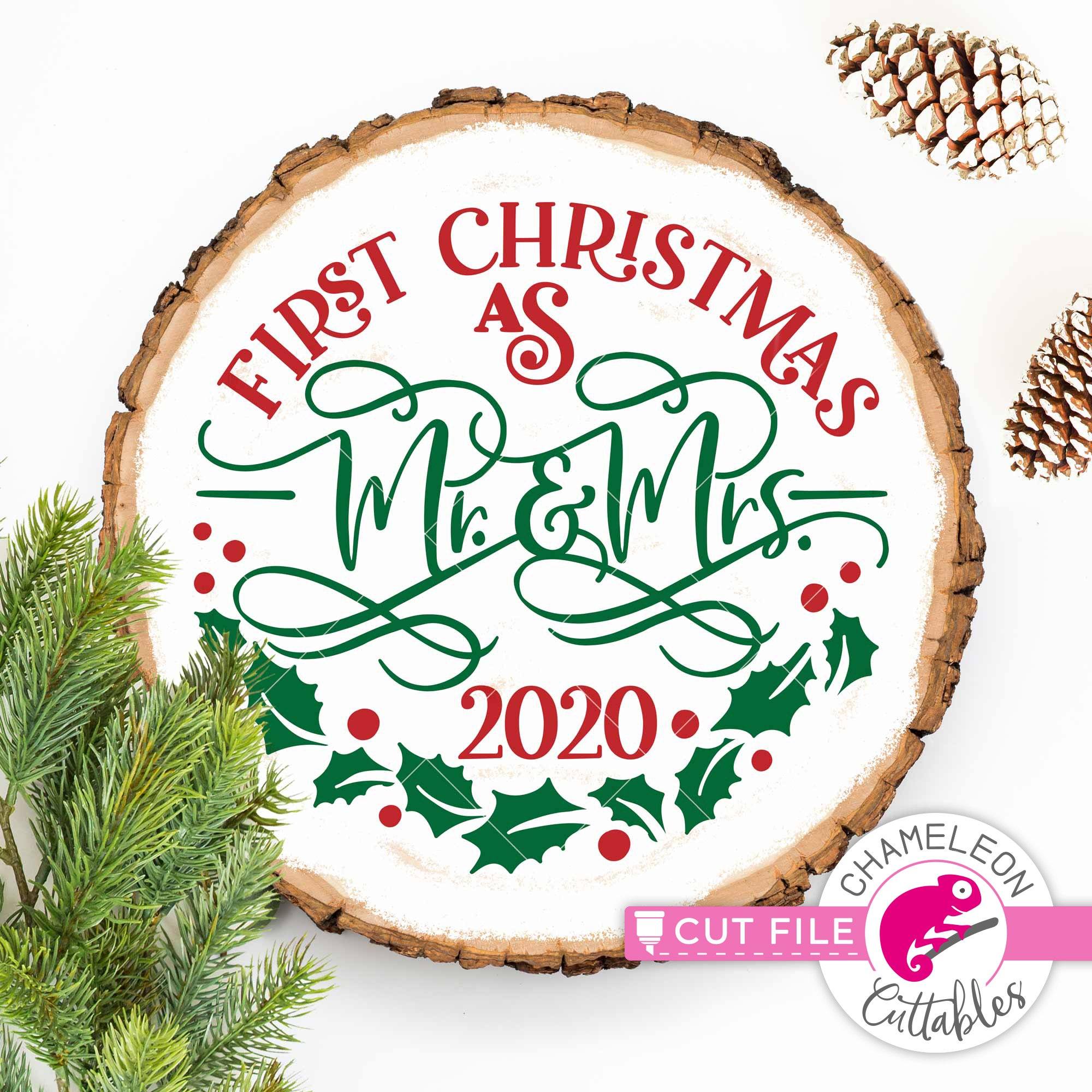First Christmas as Mr. and Mrs. 2020 - round design for sign or ornament - SVG EPS PNG DXF JPEG