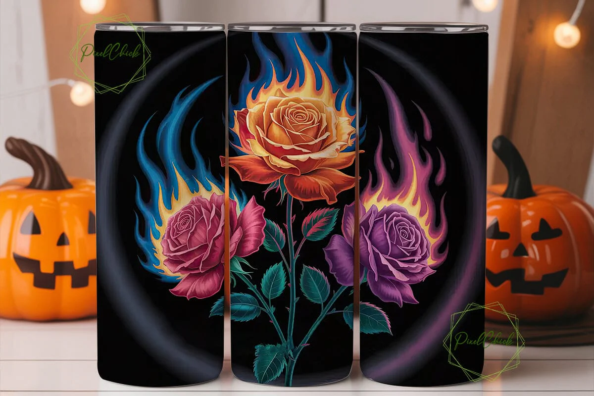 Flaming Roses 20oz Tumbler Wrap - Image 3
